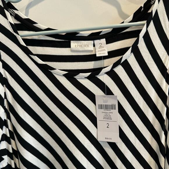 NWT Chicos Diagonal Striped High Lo Tank Top - Picture 3 of 3